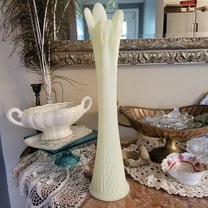Fenton Cream Uranium Swung Vase 18 Inch